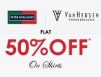 Get Flat 50% Off on Mens Shirts of Brands Like Peter England & VanHeusen at Trendin