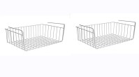 For 749/-(50% Off) Go Hooked 16" Undershelf Storage Basket Under Cabinet Storage Organizer (2 Pc, Silver) at Amazon India