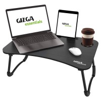 For 699/-(65% Off) Gizga Essentials Smart Multi-Purpose Laptop Table with Dock Stand & Cup Holder| Study Table| Bed Table| Foldable| Ergonomic w/Non-Slip Legs Ideal for Work from Home| Kids (Black) at Amazon India