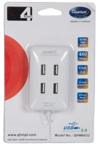 For 149/-(55% Off) Quantum QHM6633 4-Port USB Hub (Multicolor) at Amazon