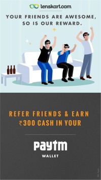 For 1000/-(33% Off) Rs.300 Paytm Cash on referring your friend to Lenskart at Lenskart