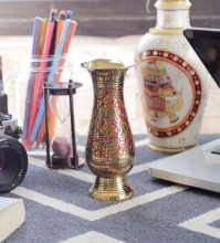 For 464/-(67% Off) Little India Brass Meenakari Work Flower Vase at Pepperfry